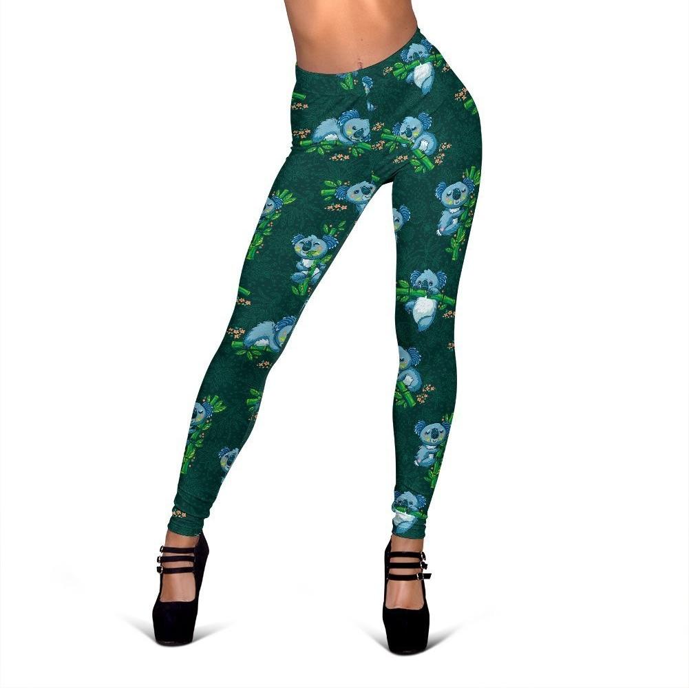 Bamboo Koala Pattern Print Women Leggings-grizzshop