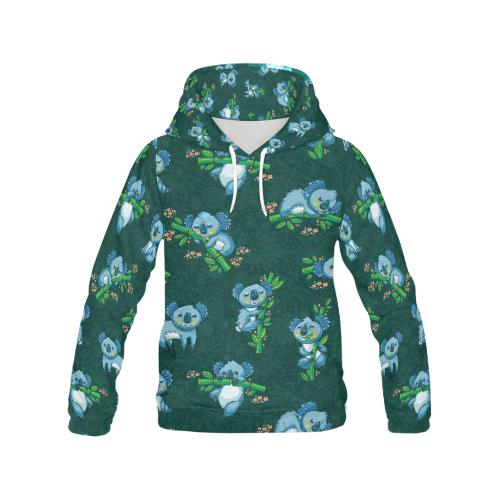 Bamboo Koala Pattern Print Women Pullover Hoodie-grizzshop