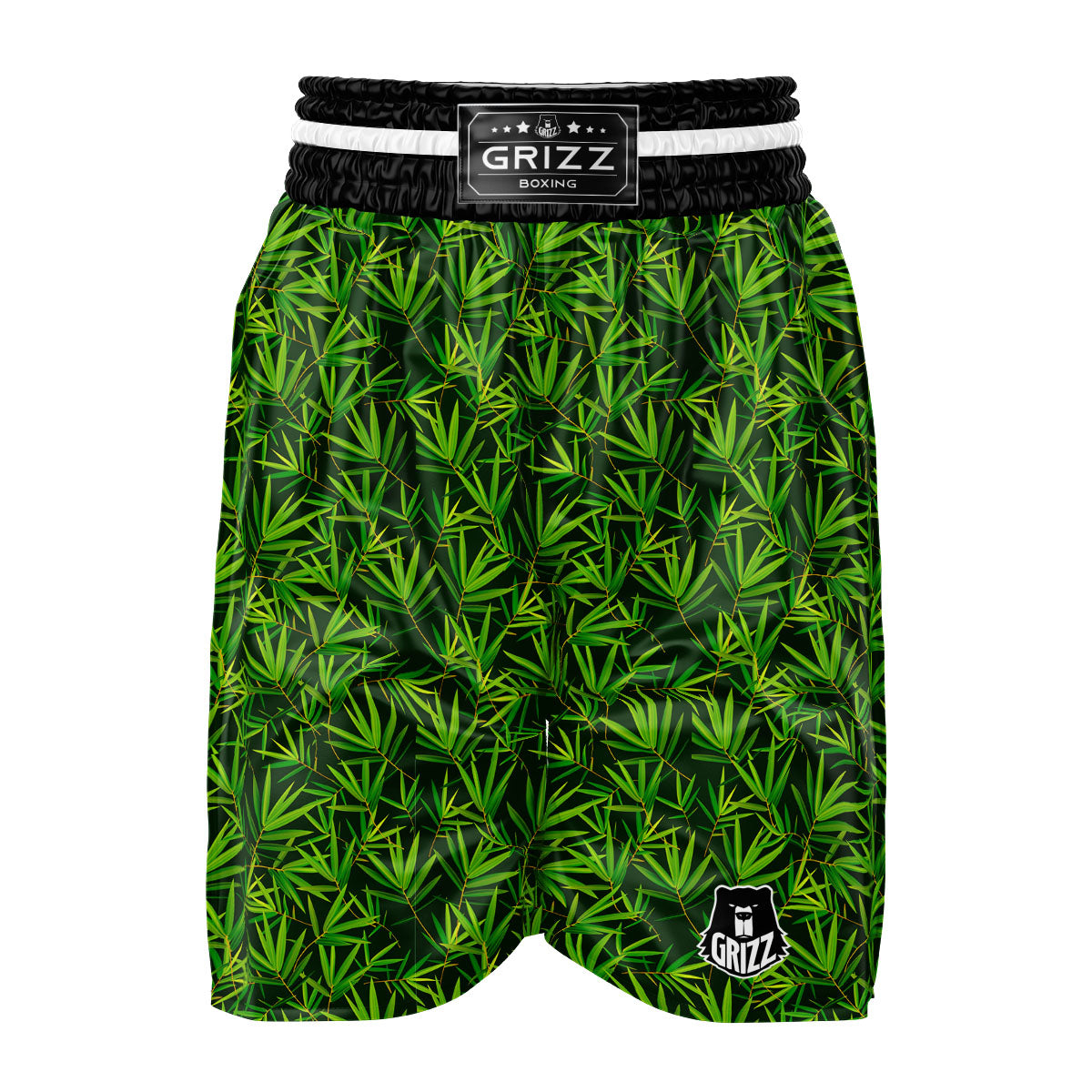 Bamboo Leaf Green Print Pattern Boxing Shorts-grizzshop