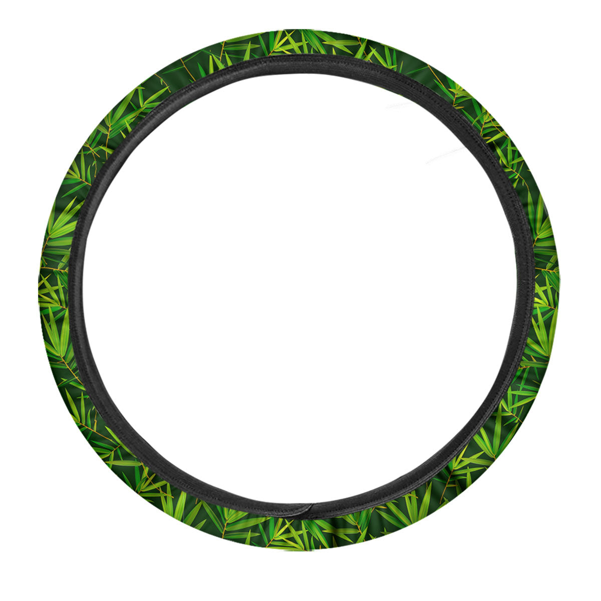 Bamboo Leaf Green Print Pattern Car Steering Wheel Cover-grizzshop