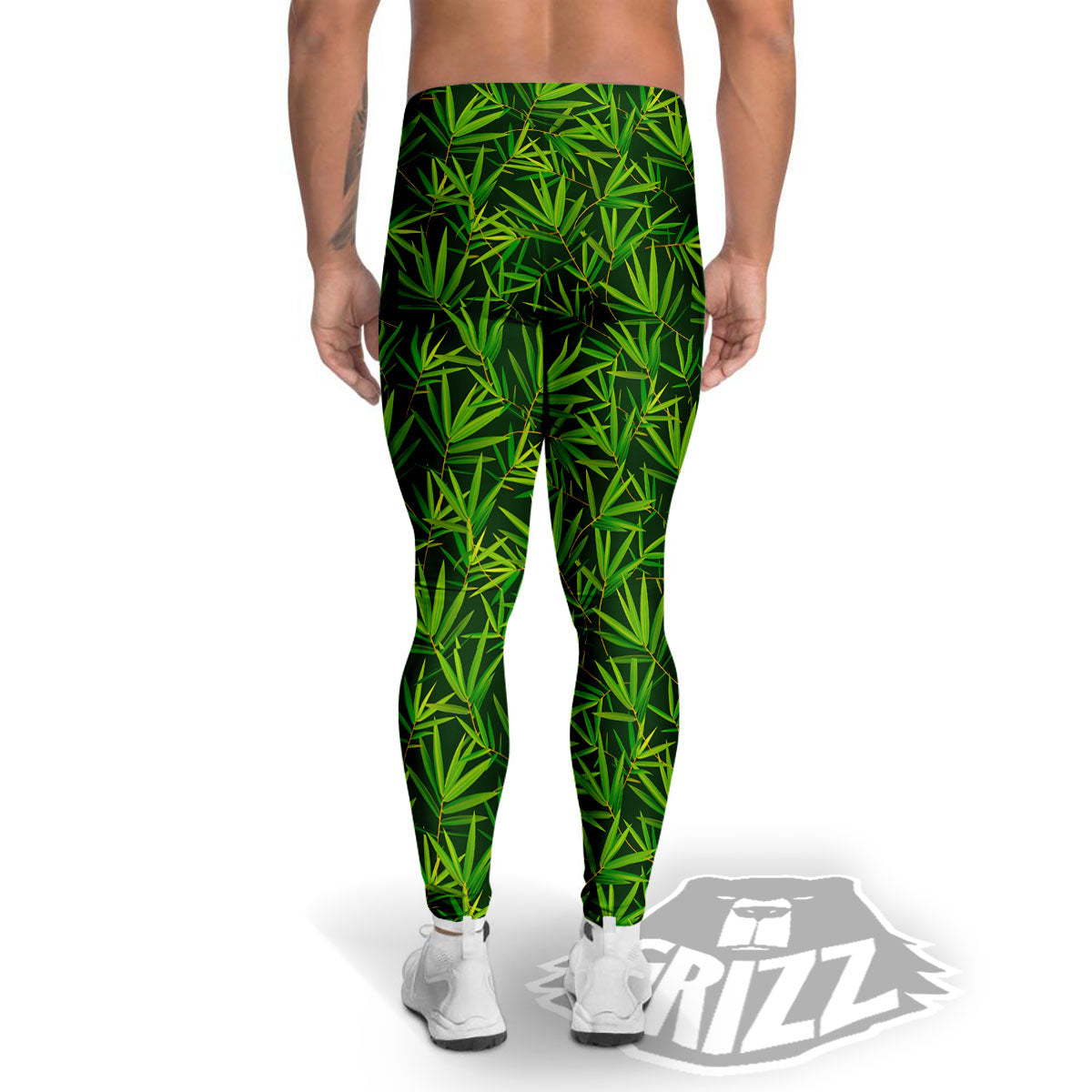 Bamboo Leaf Green Print Pattern Men's Leggings-grizzshop