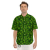 Bamboo Leaf Green Print Pattern Men's Short Sleeve Shirts-grizzshop