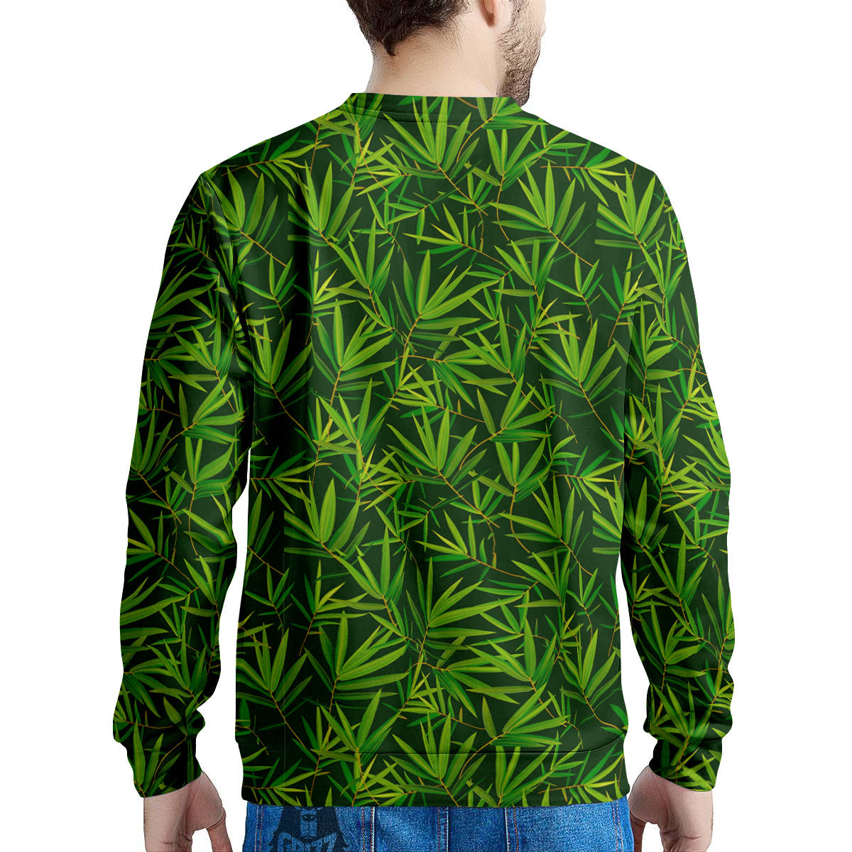 Bamboo Leaf Green Print Pattern Men's Sweatshirt-grizzshop