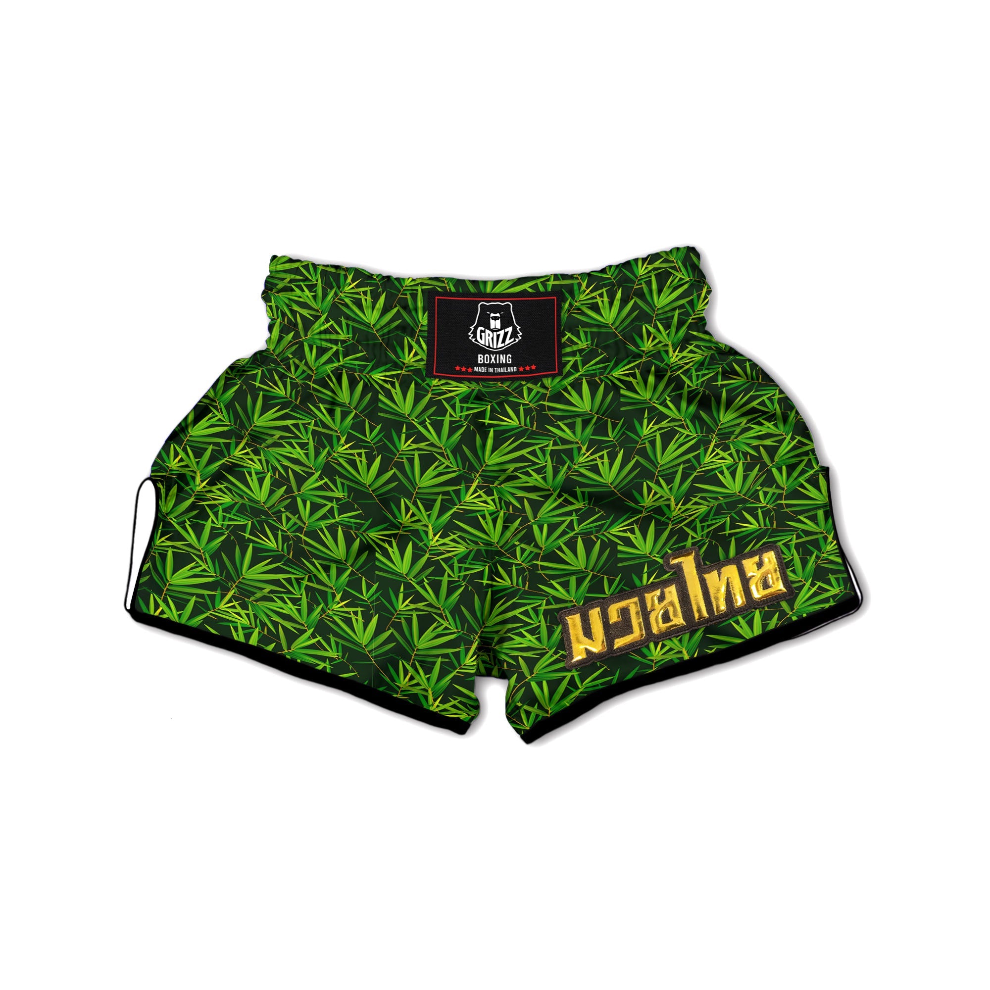 Bamboo Leaf Green Print Pattern Muay Thai Boxing Shorts-grizzshop
