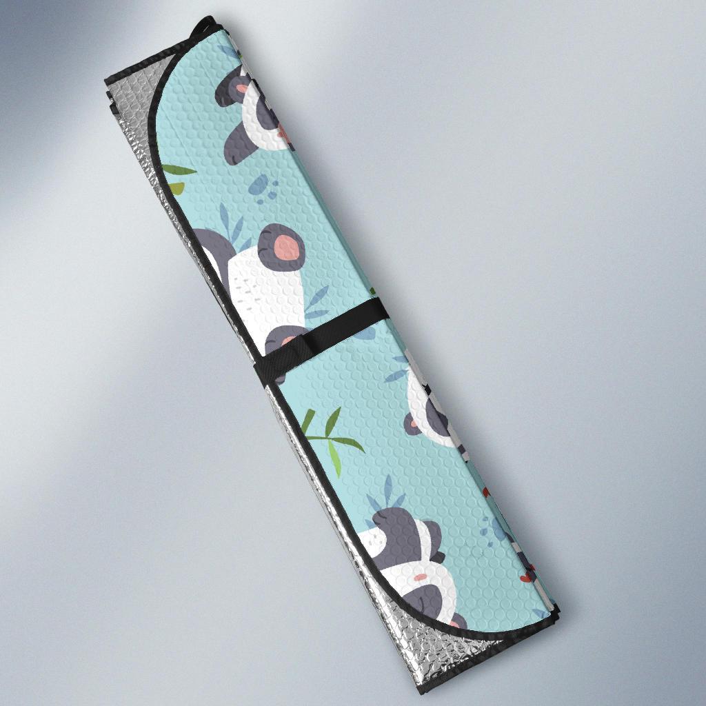 Bamboo Mint Panda Pattern Print Car Sun Shade-grizzshop