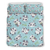 Bamboo Mint Panda Pattern Print Duvet Cover Bedding Set-grizzshop