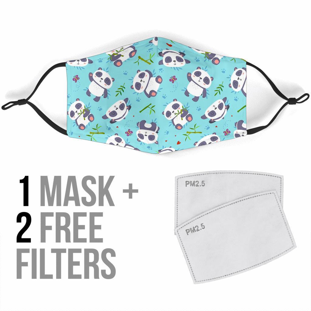 Bamboo Mint Panda Pattern Print Face Mask-grizzshop