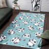 Bamboo Mint Panda Pattern Print Floor Mat-grizzshop