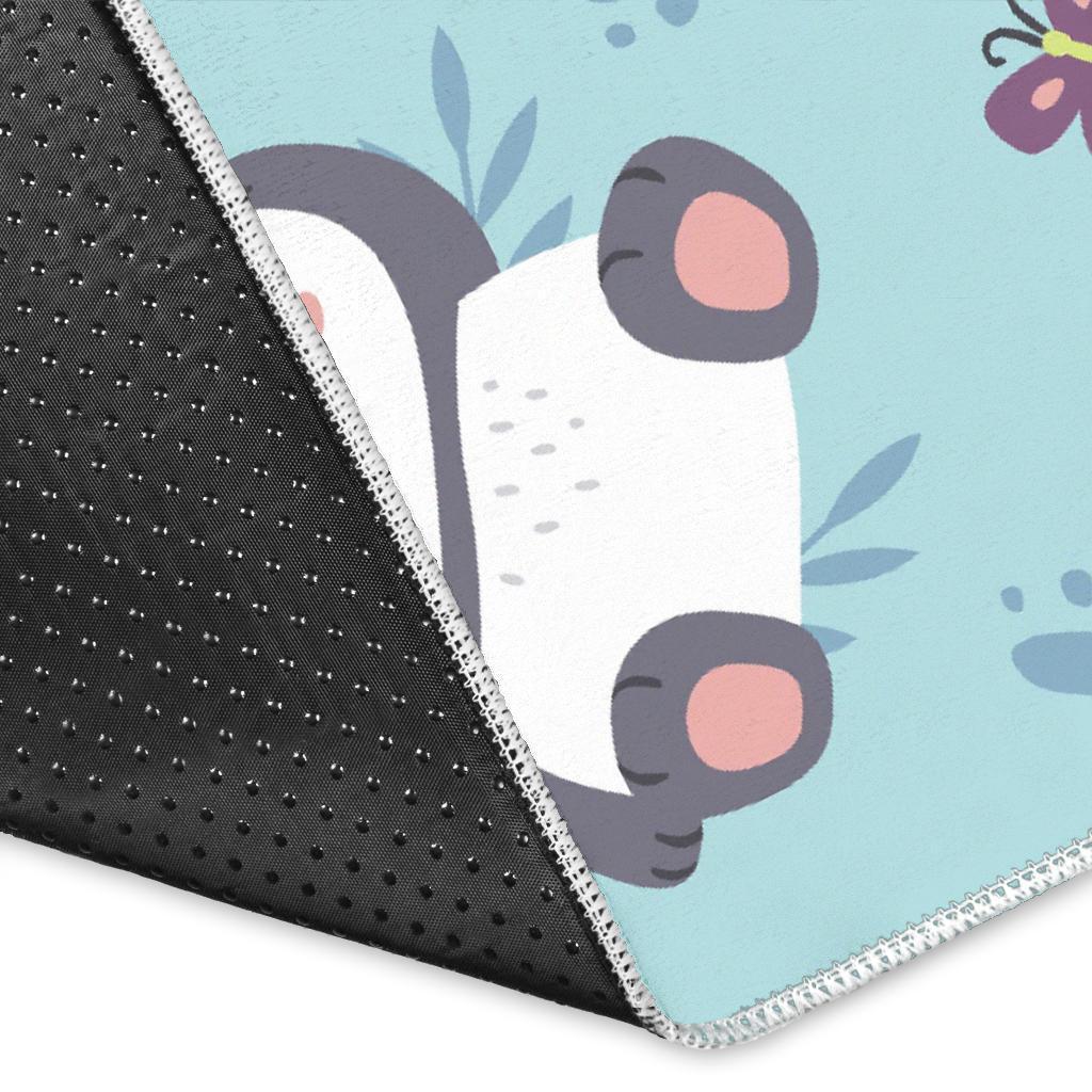 Bamboo Mint Panda Pattern Print Floor Mat-grizzshop