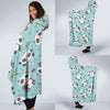 Bamboo Mint Panda Pattern Print Hooded Blanket-grizzshop