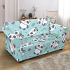 Bamboo Mint Panda Pattern Print Loveseat Cover-grizzshop