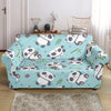 Bamboo Mint Panda Pattern Print Loveseat Cover-grizzshop