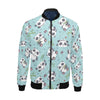 Bamboo Mint Panda Pattern Print Men's Bomber Jacket-grizzshop