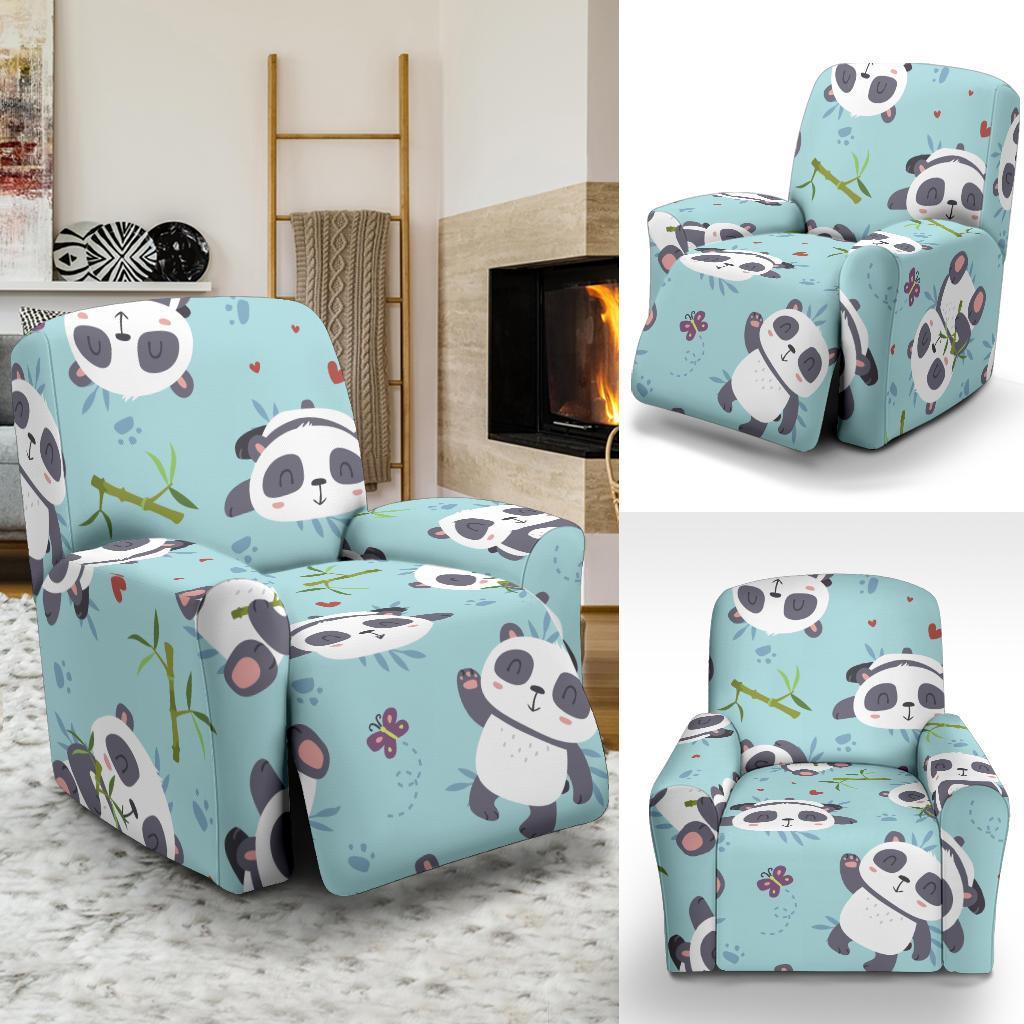 Bamboo Mint Panda Pattern Print Recliner Cover-grizzshop