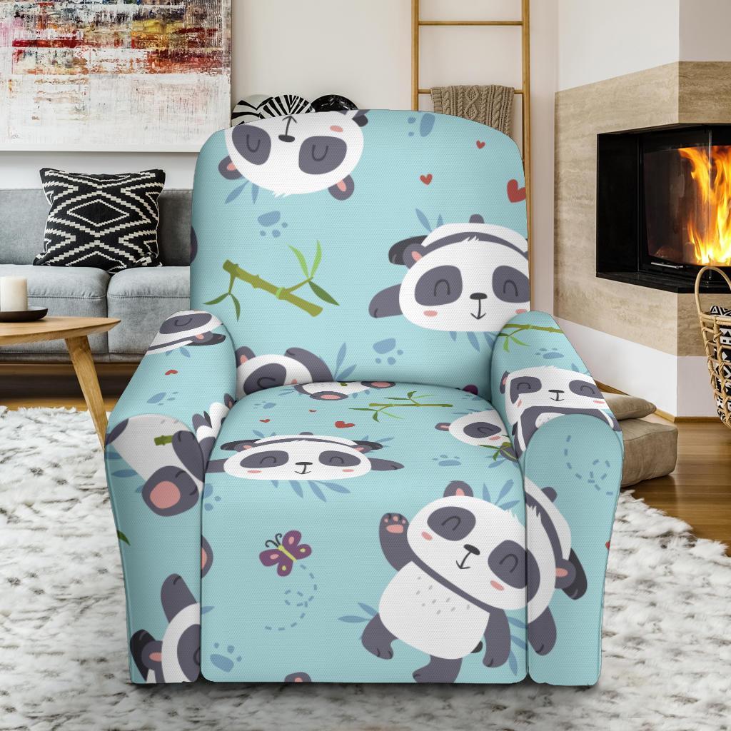 Bamboo Mint Panda Pattern Print Recliner Cover-grizzshop