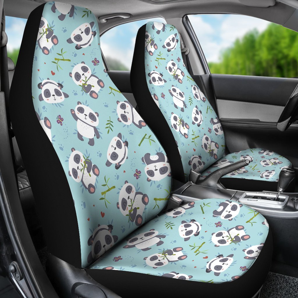 Bamboo Mint Panda Pattern Print Universal Fit Car Seat Cover-grizzshop