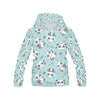 Bamboo Mint Panda Pattern Print Women Pullover Hoodie-grizzshop