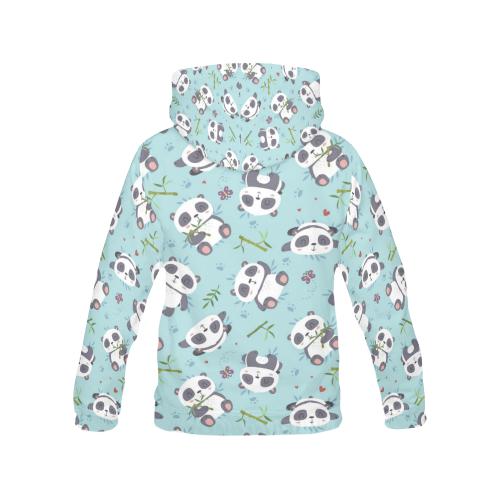 Bamboo Mint Panda Pattern Print Women Pullover Hoodie-grizzshop