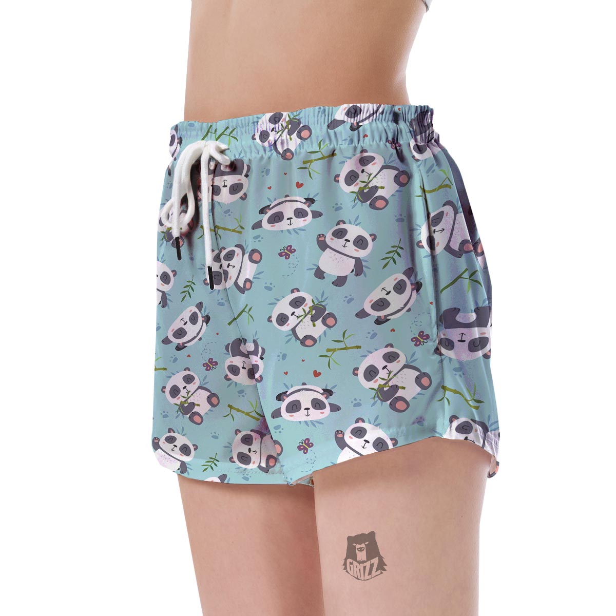 Bamboo Mint Panda Pattern Print Women's Shorts-grizzshop