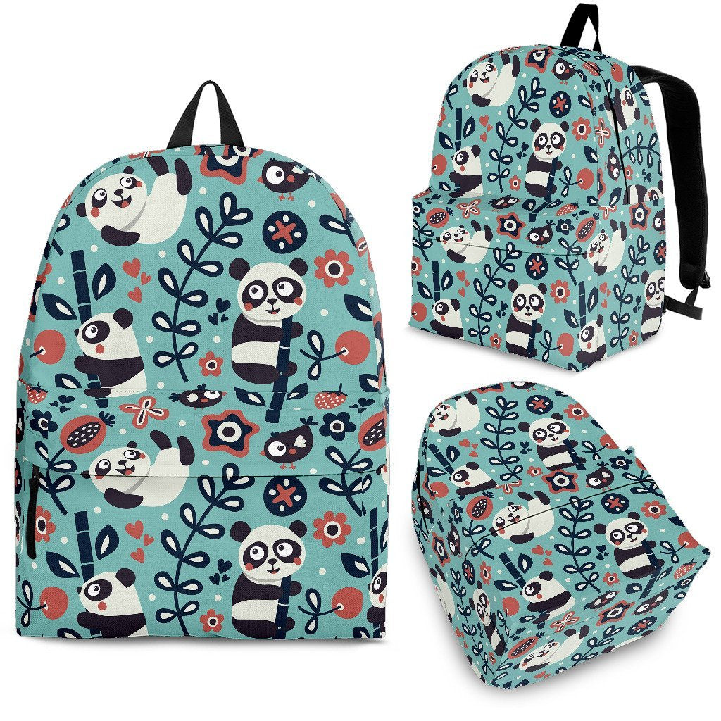 Bamboo Panda Pattern Print Backpack-grizzshop