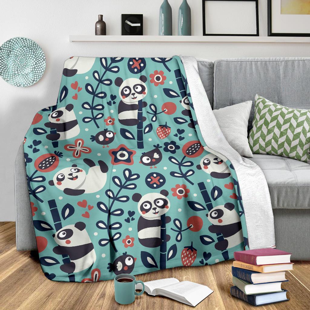 Bamboo Panda Pattern Print Blanket-grizzshop