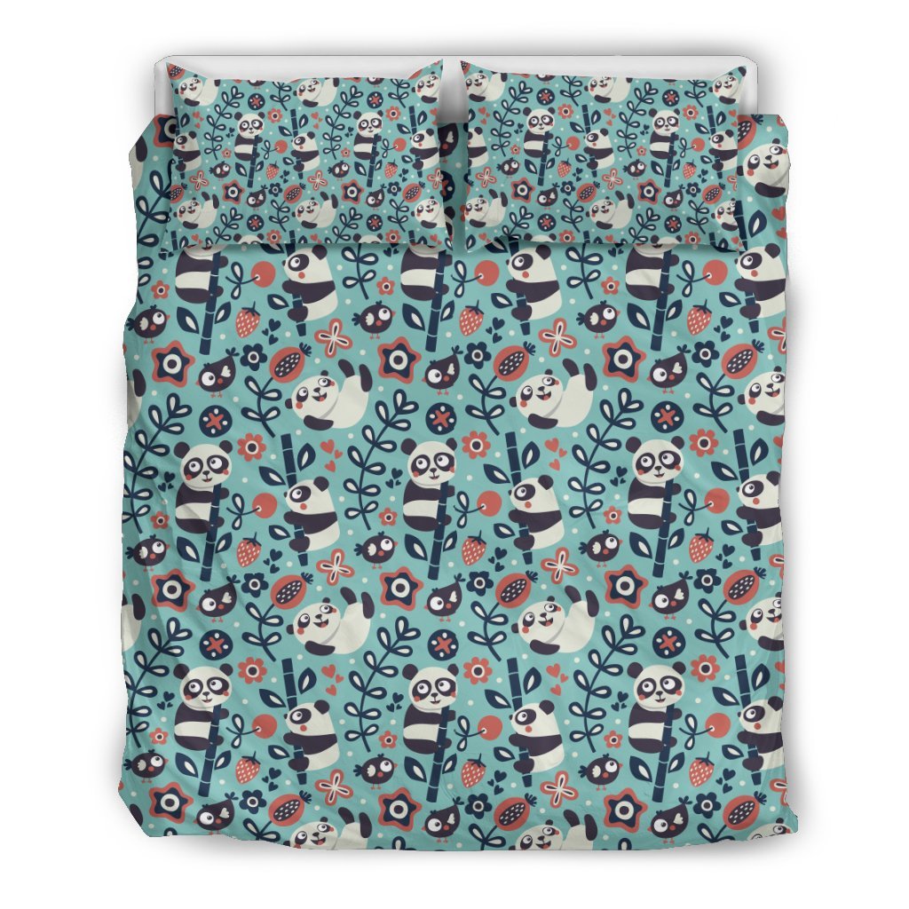 Bamboo Panda Pattern Print Duvet Cover Bedding Set-grizzshop