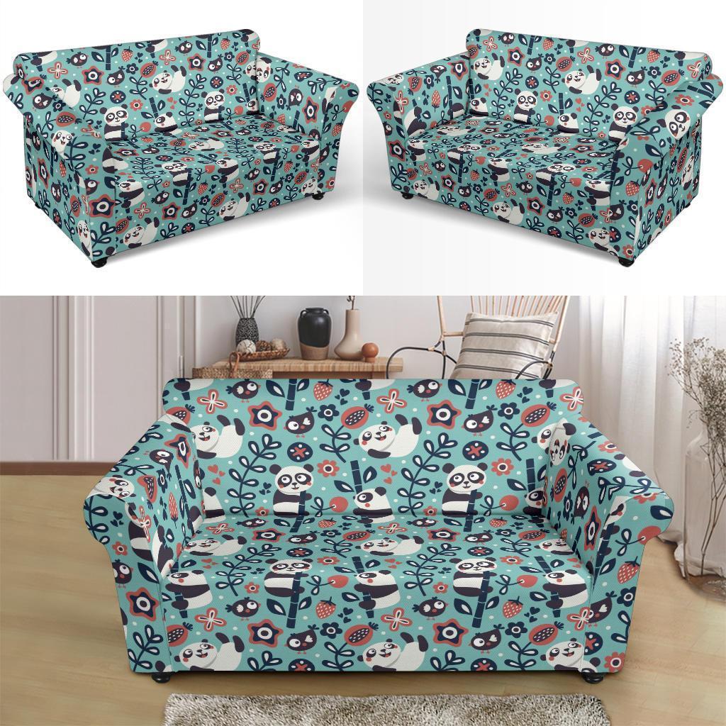 Bamboo Panda Pattern Print Loveseat Cover-grizzshop