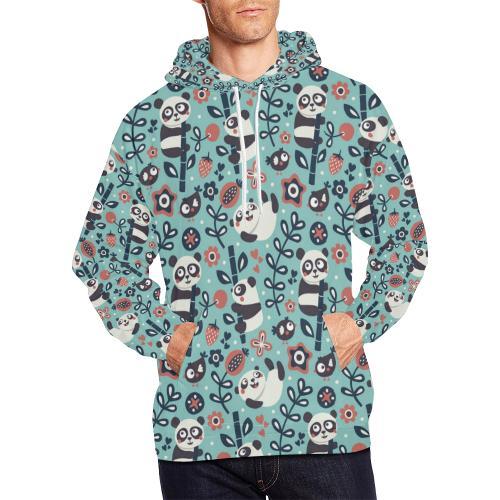 Bamboo Panda Pattern Print Men Pullover Hoodie-grizzshop
