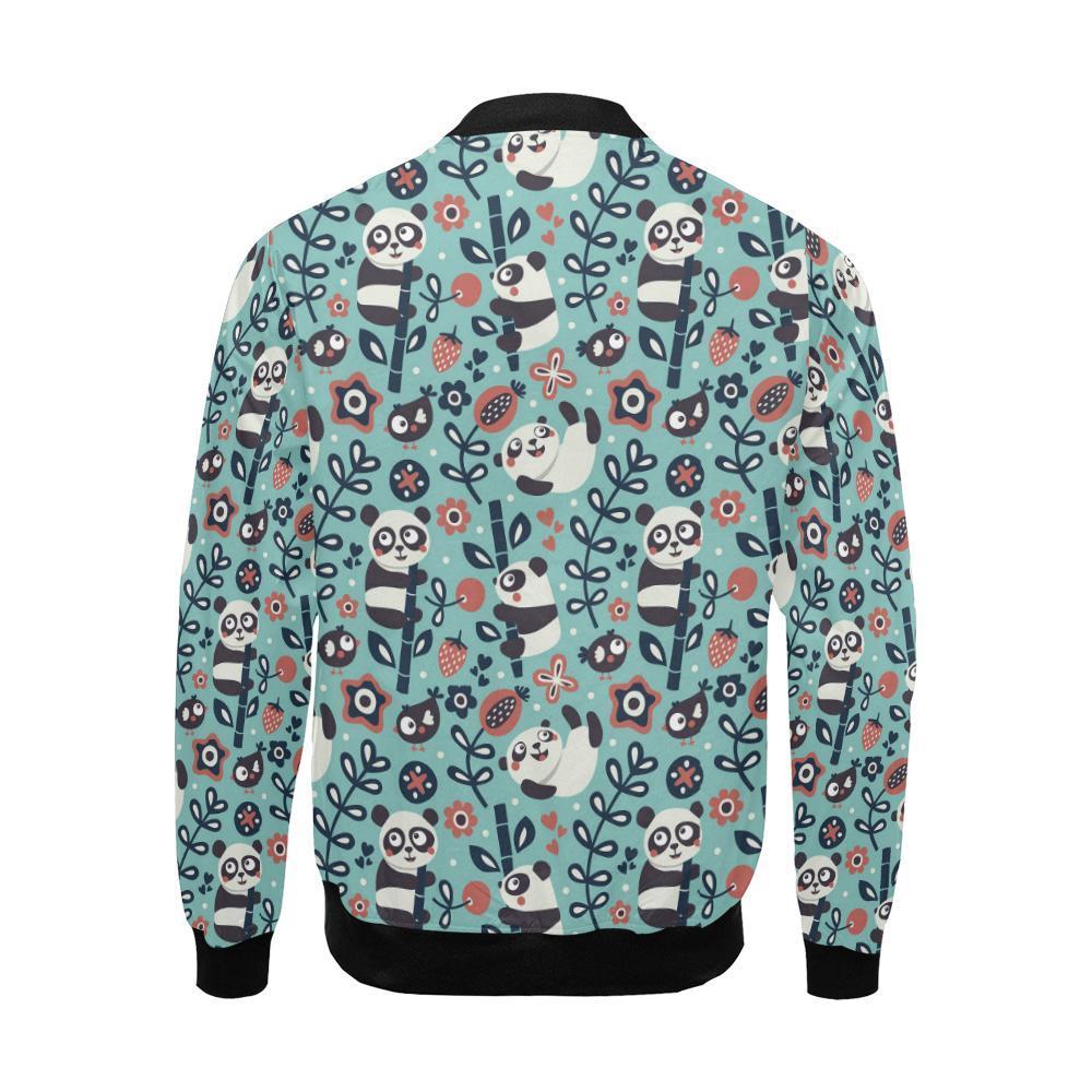 Bamboo Panda Pattern Print Men's Bomber Jacket-grizzshop