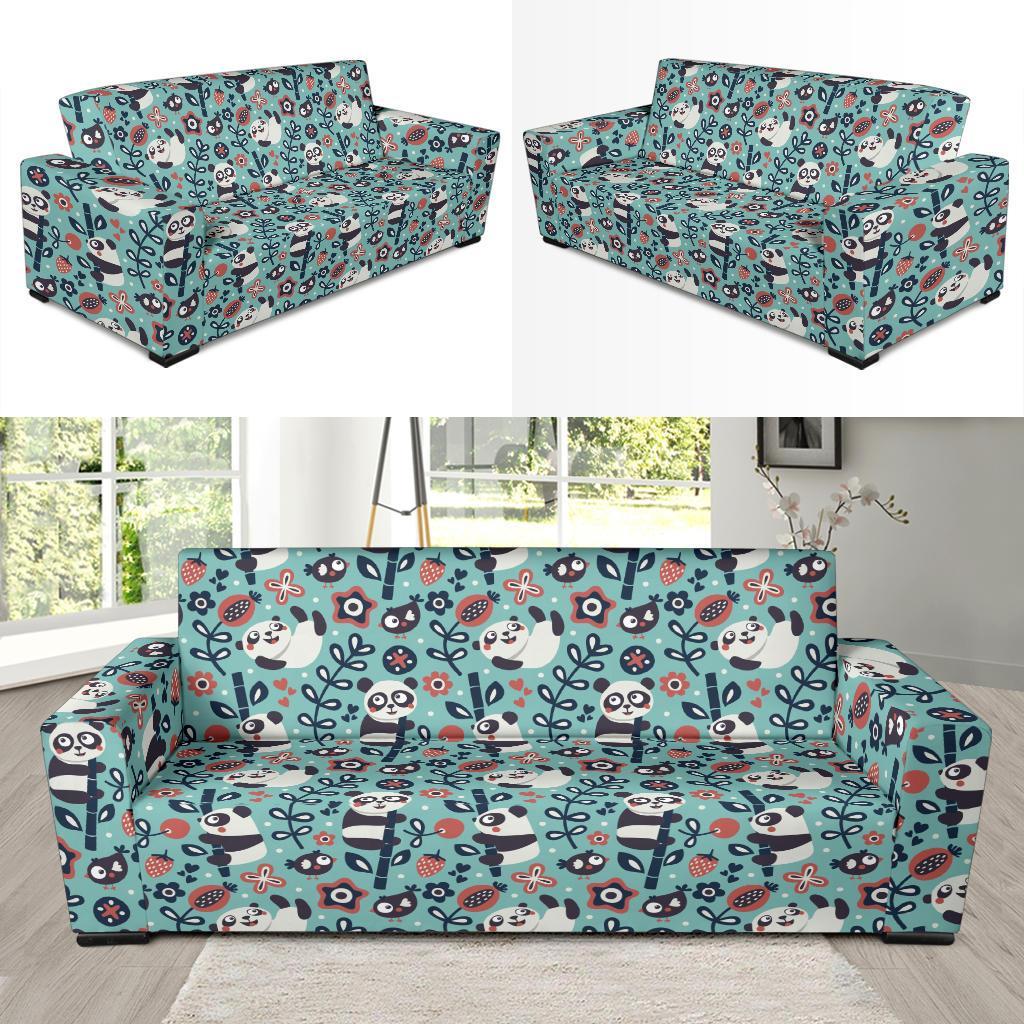 Bamboo Panda Pattern Print Sofa Covers-grizzshop