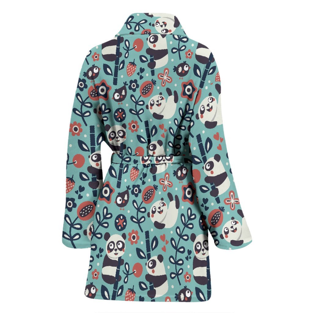 Bamboo Panda Pattern Print Women Long Robe-grizzshop