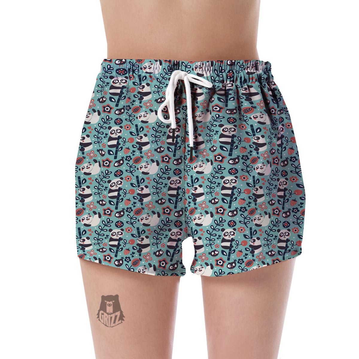 Bamboo Panda Pattern Print Women's Shorts-grizzshop