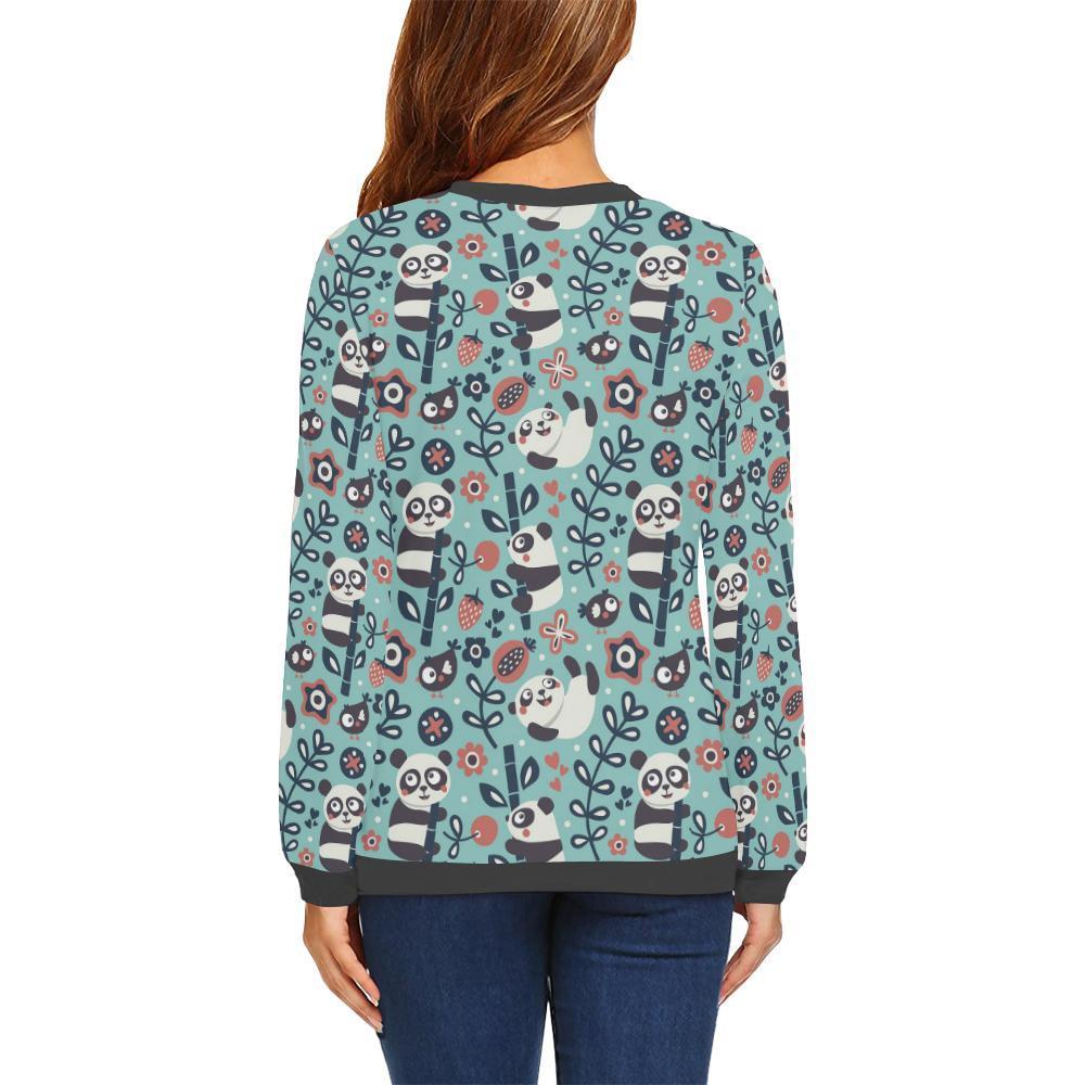 Bamboo Panda Pattern Print Women's Sweatshirt-grizzshop