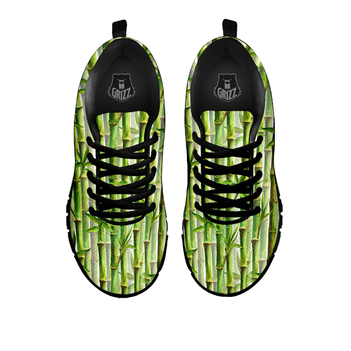 Bamboo Watercolor Print Pattern Black Sneaker-grizzshop