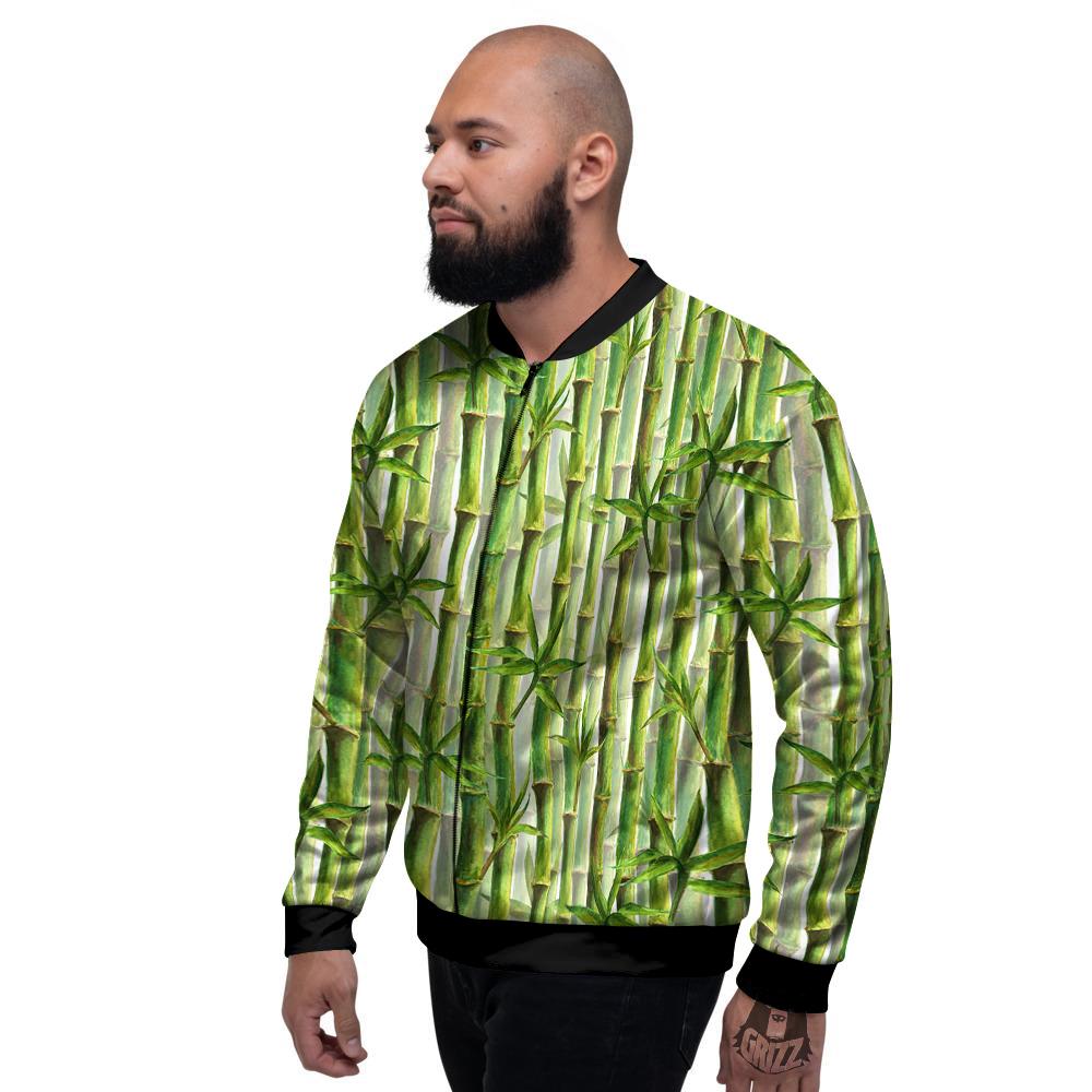 Bamboo Watercolor Print Pattern Men's Bomber Jacket-grizzshop