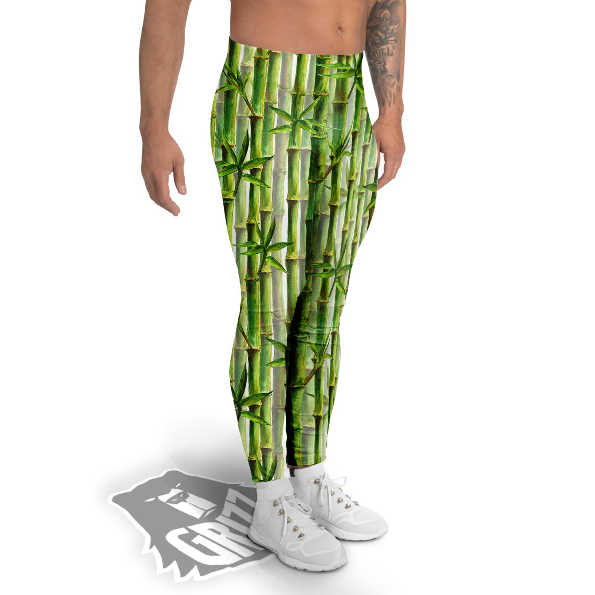 Bamboo Watercolor Print Pattern Men's Leggings-grizzshop