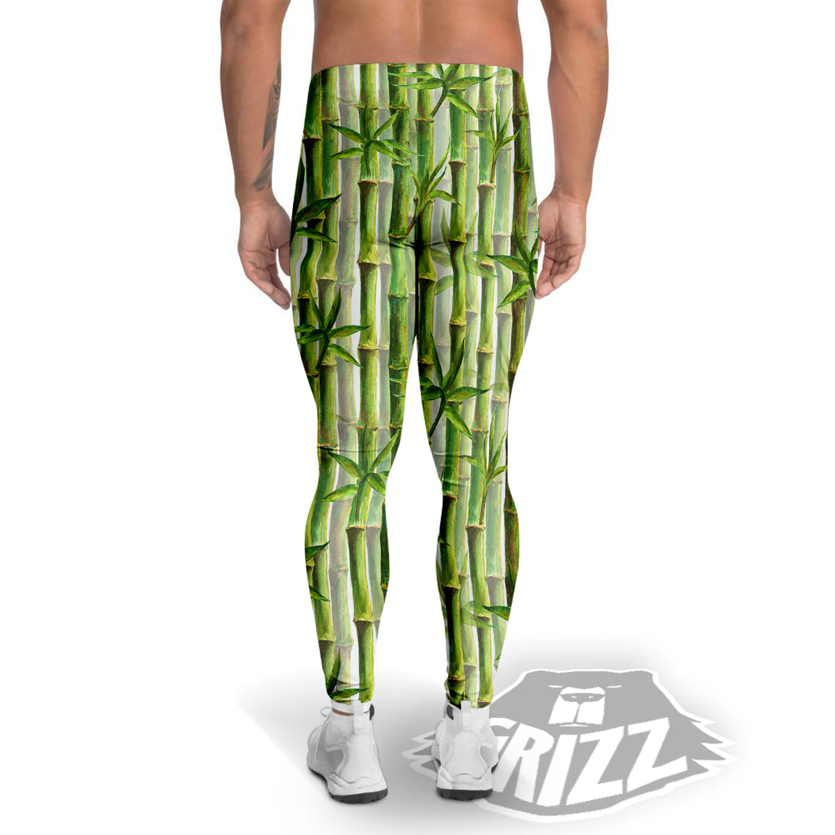 Bamboo Watercolor Print Pattern Men's Leggings-grizzshop