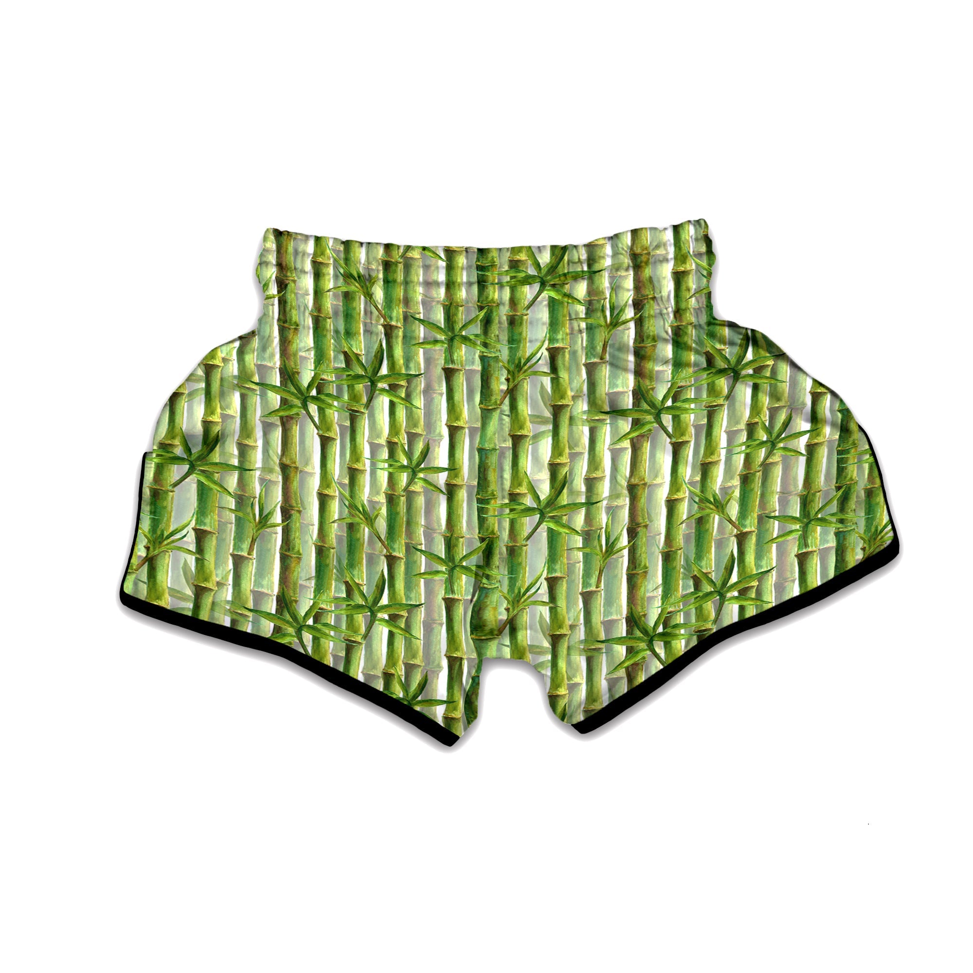 Bamboo Watercolor Print Pattern Muay Thai Boxing Shorts-grizzshop