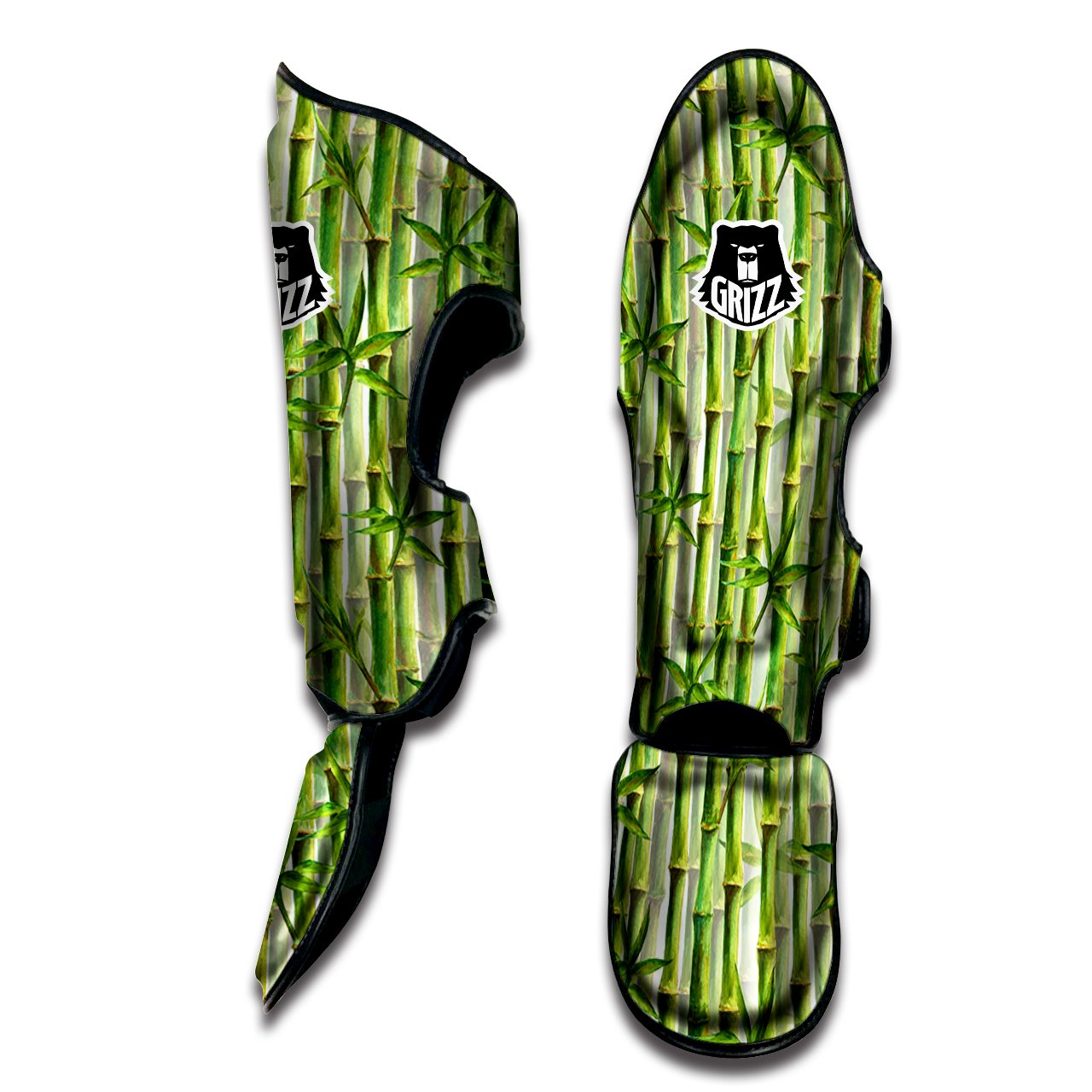 Bamboo Watercolor Print Pattern Muay Thai Shin Guards-grizzshop