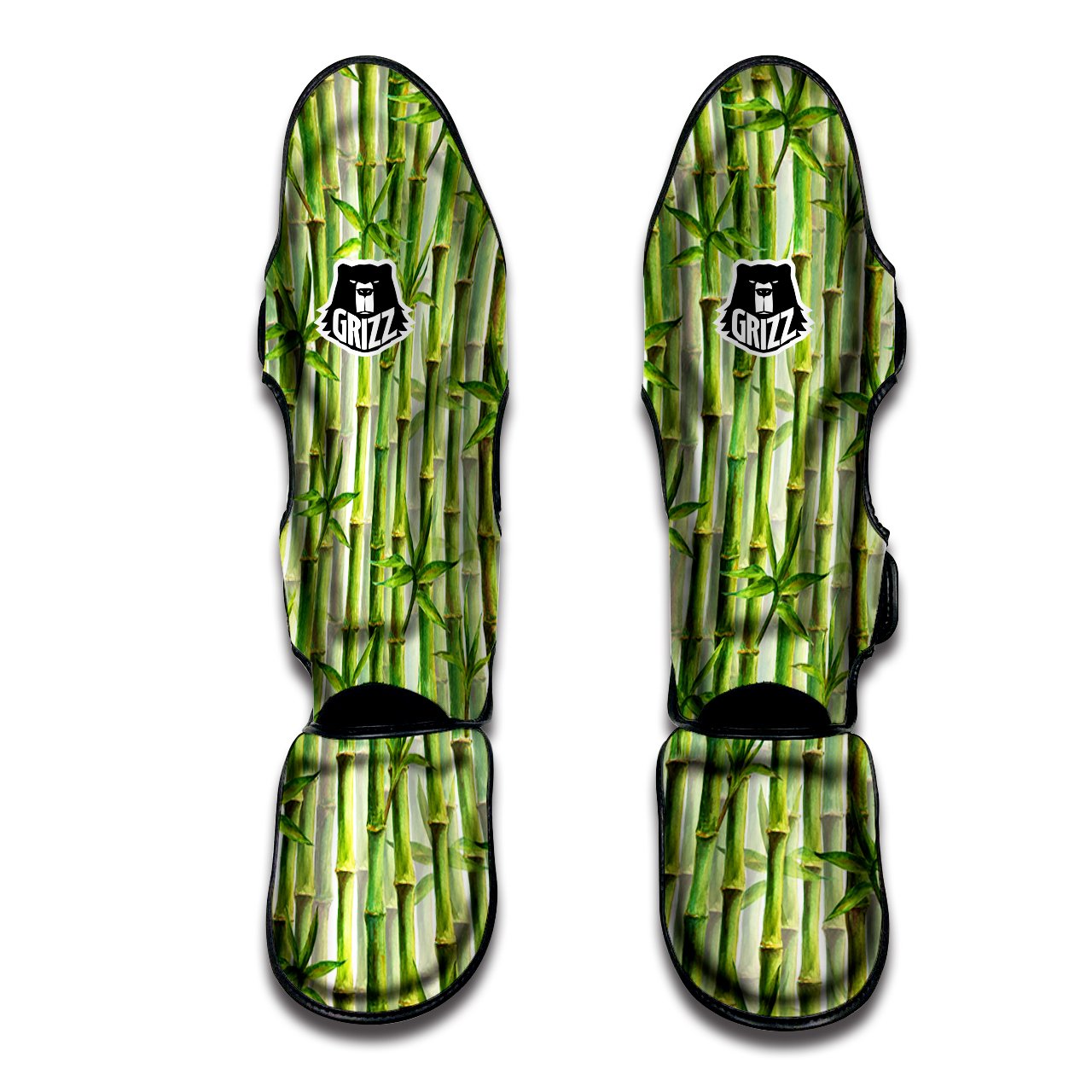 Bamboo Watercolor Print Pattern Muay Thai Shin Guards-grizzshop