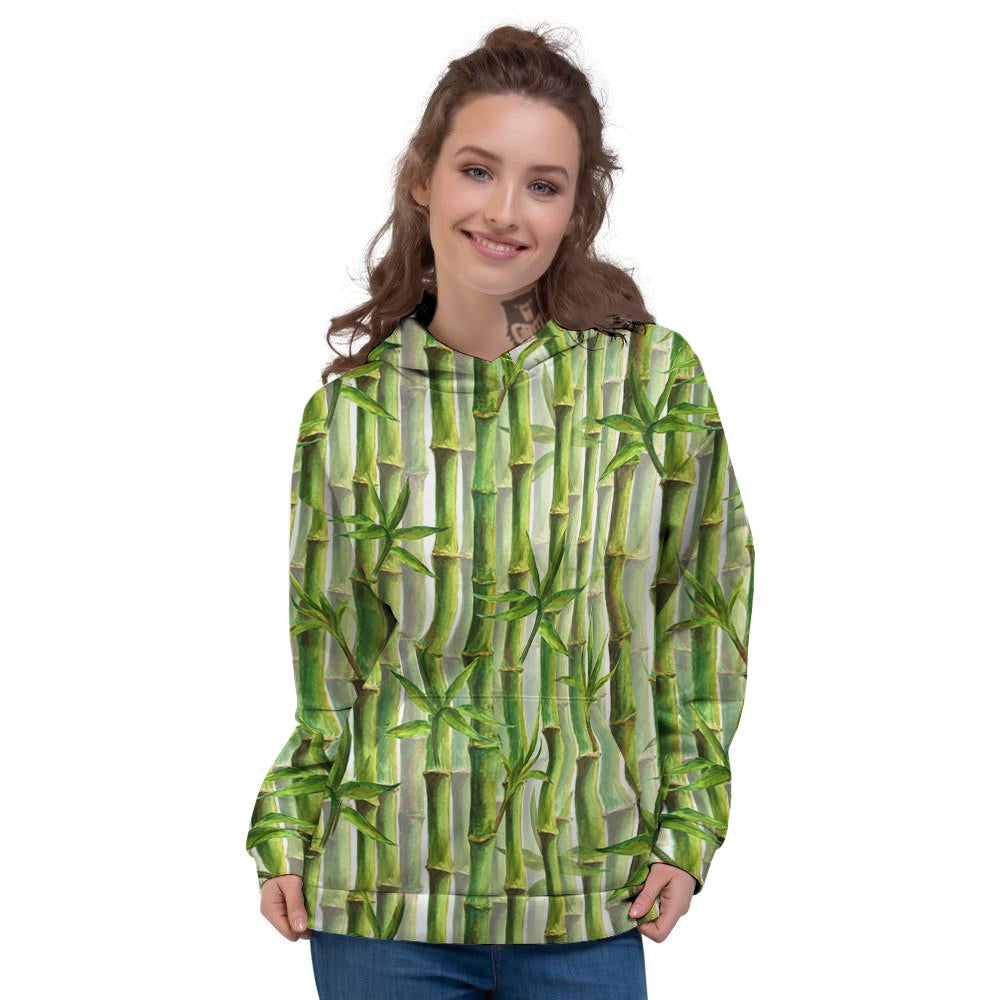 Bamboo Watercolor Print Pattern Women's Hoodie-grizzshop