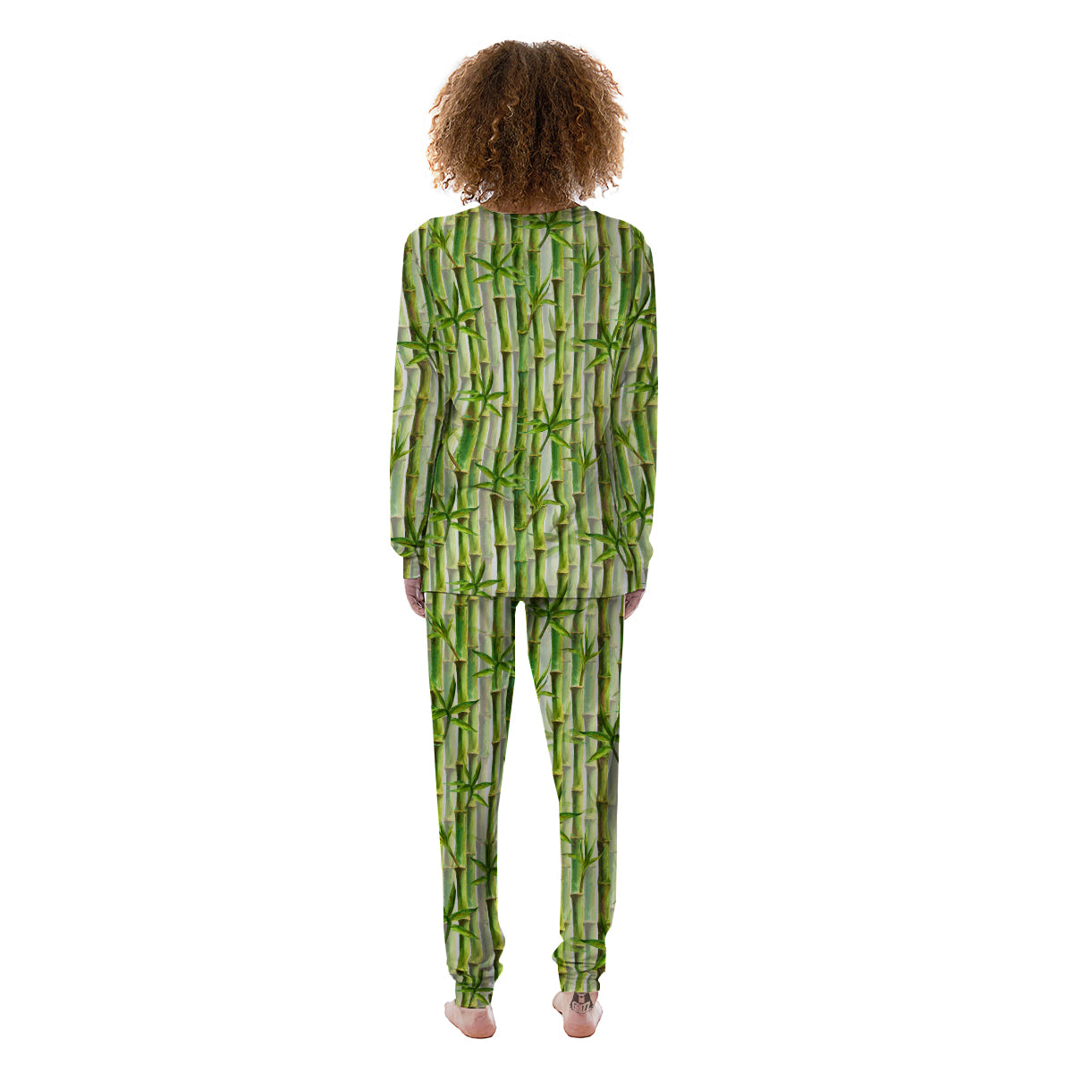 Bamboo Watercolor Print Pattern Women's Pajamas-grizzshop