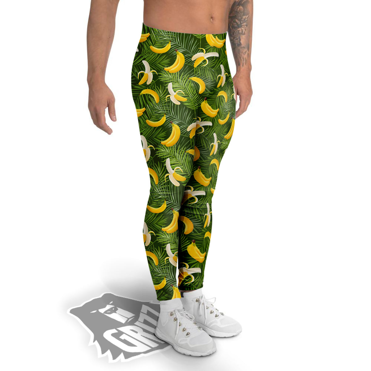 Banana Aloha Print Pattern Men's Leggings-grizzshop