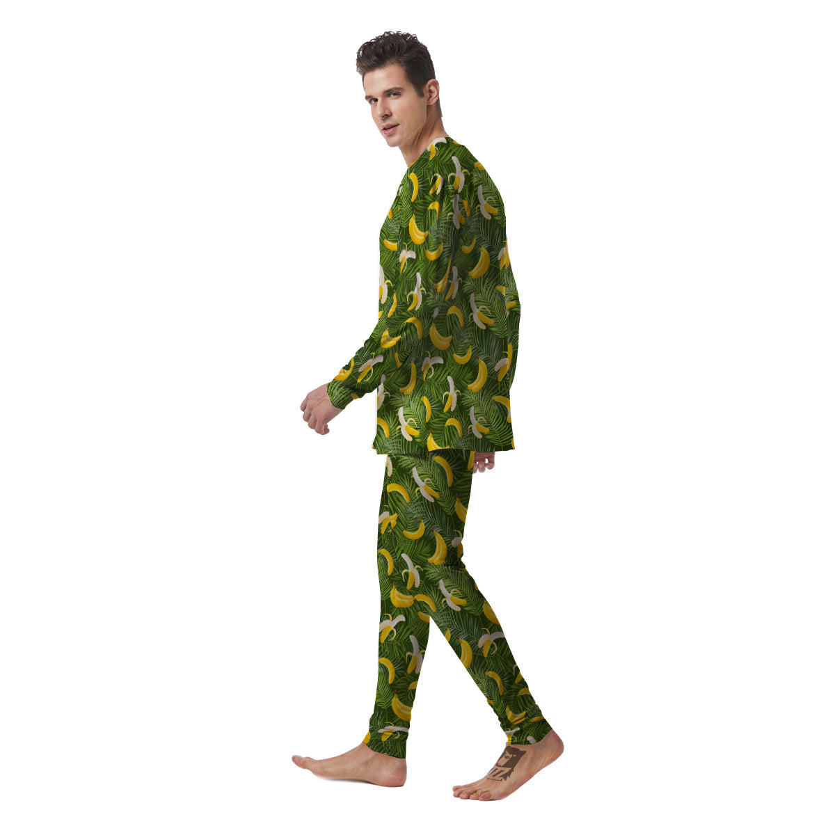 Banana Aloha Print Pattern Men's Pajamas-grizzshop