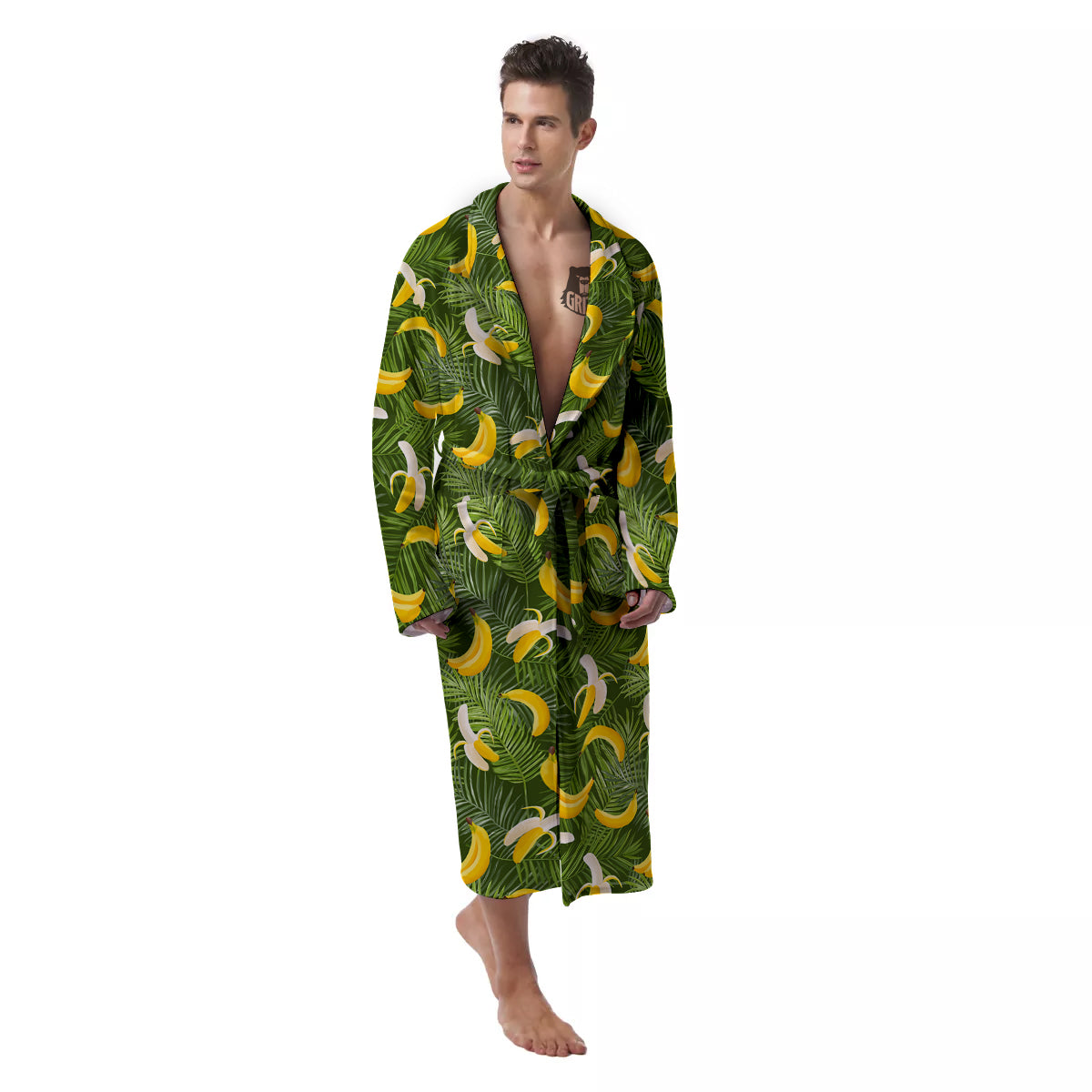 Banana Aloha Print Pattern Men's Robe-grizzshop