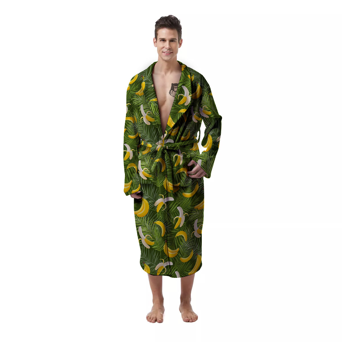 Banana Aloha Print Pattern Men's Robe-grizzshop