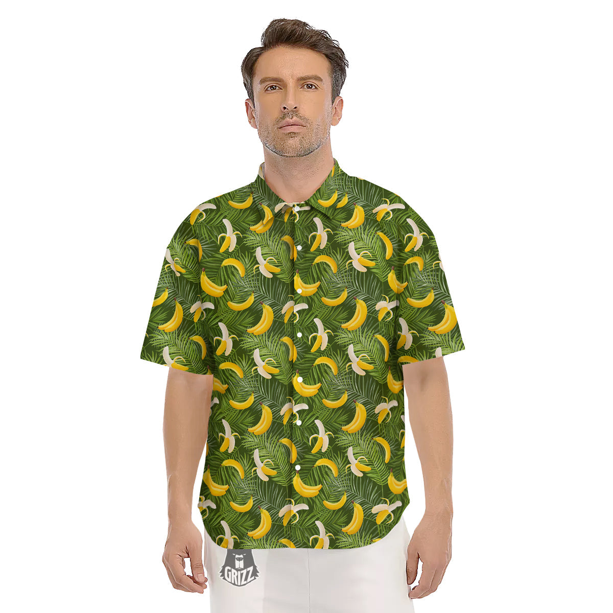 Banana Aloha Print Pattern Men's Short Sleeve Shirts-grizzshop