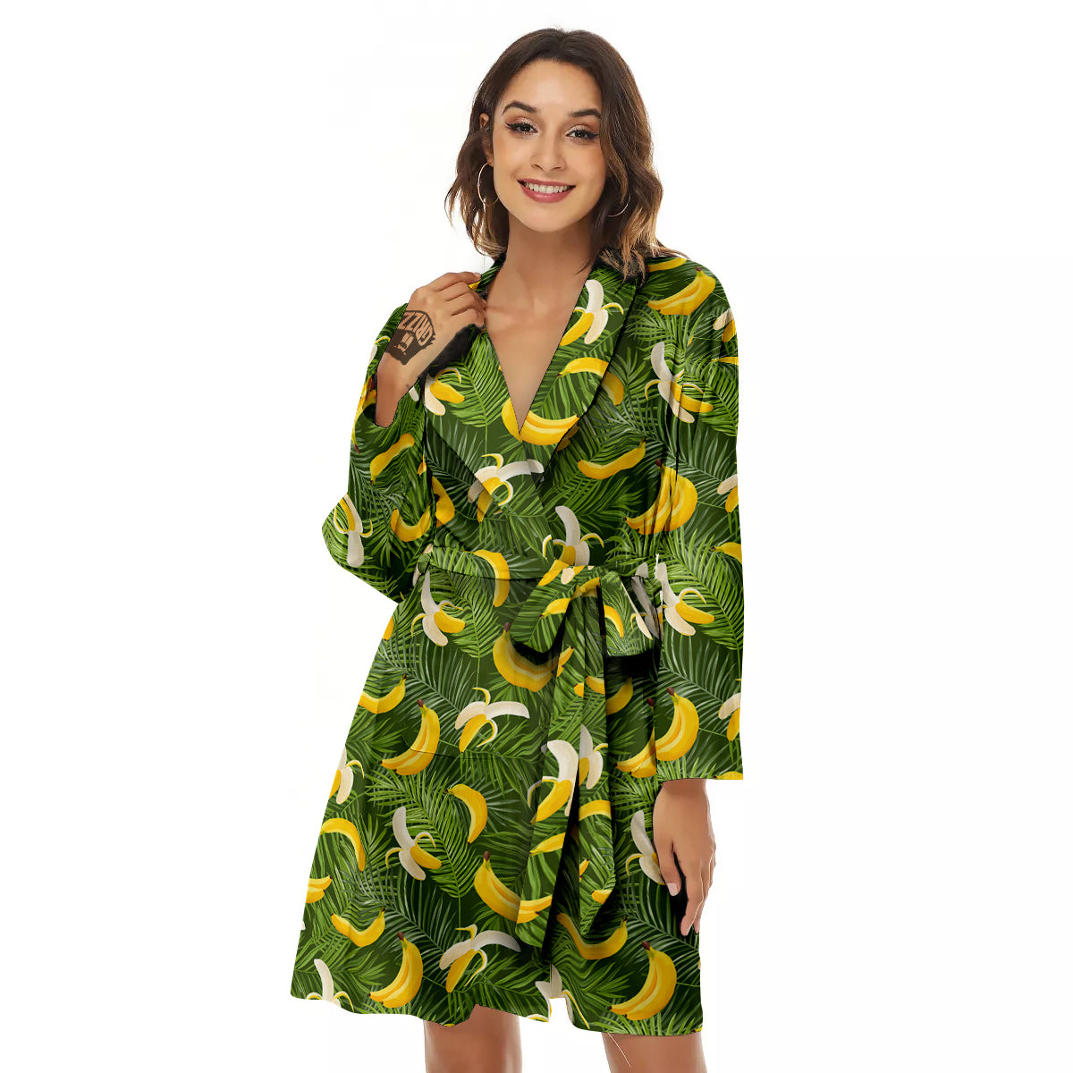 Banana Aloha Print Pattern Women's Robe-grizzshop