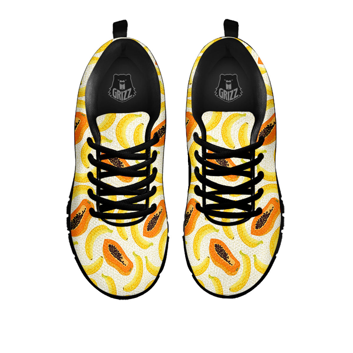 Banana And Papaya Print Pattern Black Sneaker-grizzshop