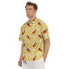 Banana And Papaya Print Pattern Men's Short Sleeve Shirts-grizzshop